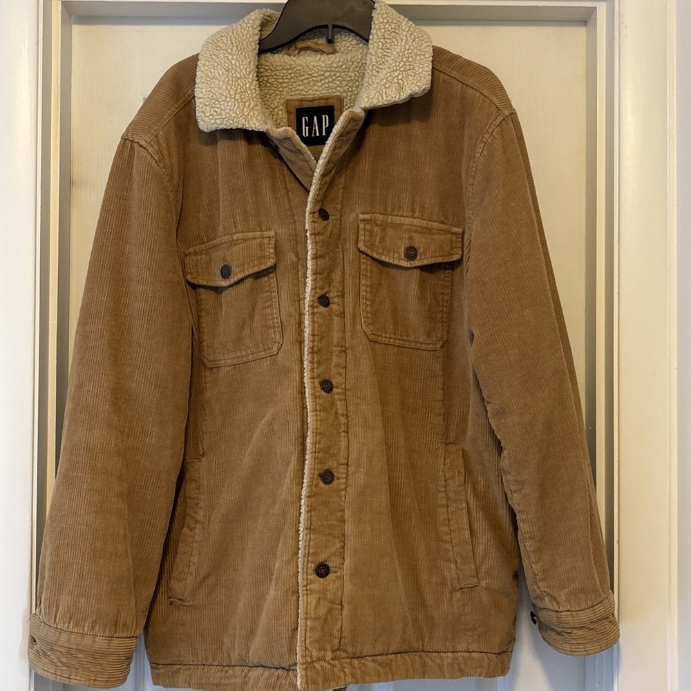 Vintage Gap Jacket Mens Medium Sherpa Lined Corduroy Trucker Chore Work Coat Y2K
